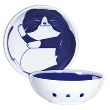SET of 2 Japanese 4.75"D Rice Soup Cereal Sauce Bowl Blue Oreo Cat Made in Japan