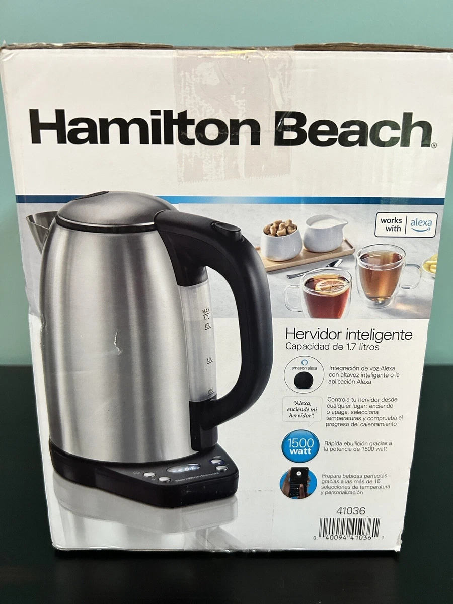 Hamilton Beach Smart Electric Tea Kettle & Water Boiler, Works with Alexa,  1.7 L