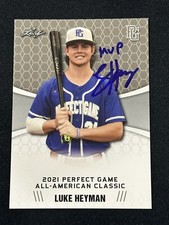 Luke Heyman Signed 2021 Leaf Perfect Game All American Baseball Card MVP Gators