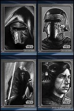 Topps Star Wars Digital Card Trader Sketch Greyscale 4 Card The Dark Side Set