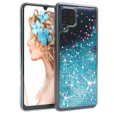 Für Samsung Galaxy M22 / M32 / A22 4G Handyhülle Flüssig Glitter Hülle Case Blau