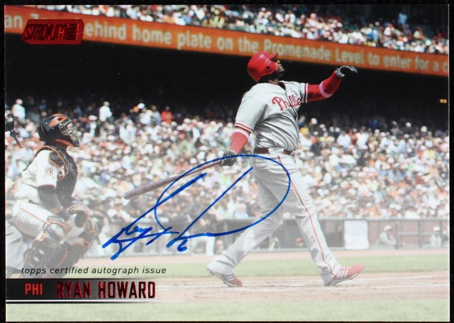 Ryan Howard Inscriptions 2021 Topps Stadium Club - Autographs Ryan Howard #SCBA-RH Red Foil /50 ...