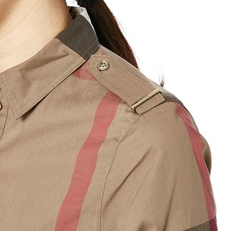 NWT BURBERRY KELSY BROWN CHECK COTTON BELTED DRESS US 4 / UK