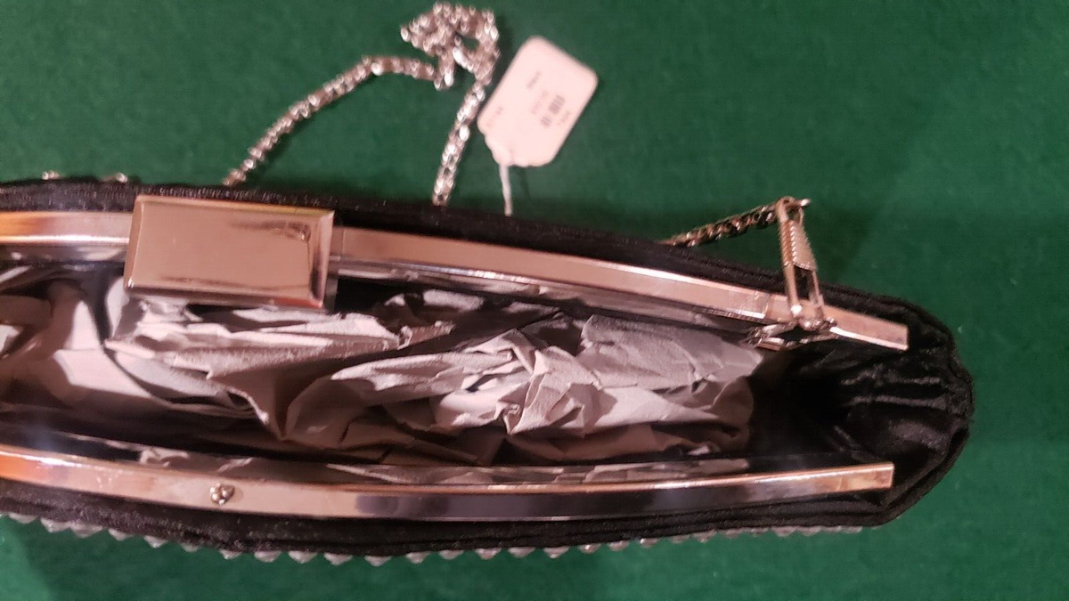 Black Dress Clutch handbag E1144 with Glimmering Rhinestones, New