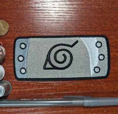 Naruto Patch Shippuden Leaf Village Headband Embroidered Iron On Patch 2x4.5"