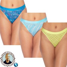 Women's Juniors 3-pk No Boundaries Sheer Mesh Thong Panties size S 3-5 