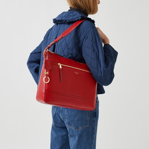 Radley Red Shoulder Bag Medium to Large Leather Top Zip Handbag Maddox Street - 第 1/5 張圖片