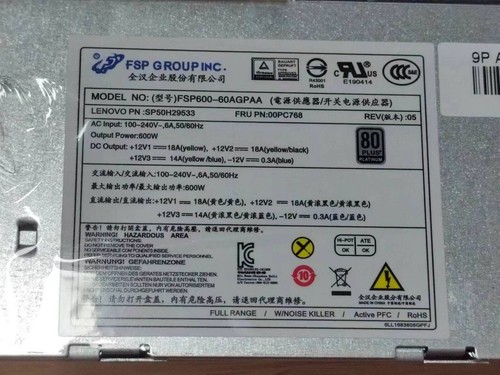 10-pin 600W FSP600-60AGPAA FOR Lenovo M410 M425 M428 M430 M435 M920s - Picture 2 of 6