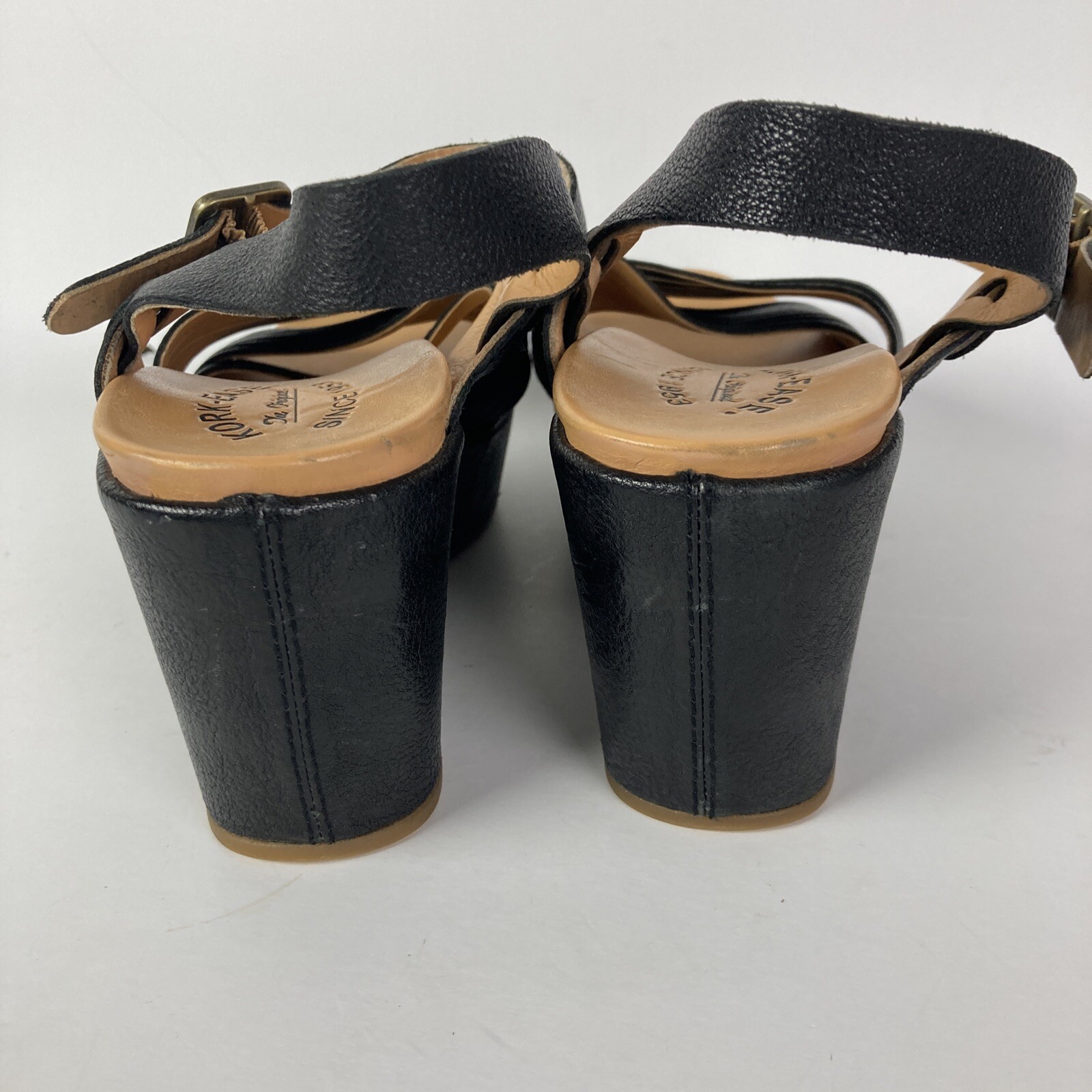 Kork Ease 10 Sandals Wedge heels black strappy leathe… Gem