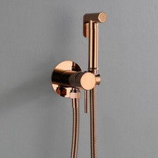 Rose Gold Toilet Bidet Set Brass Wall Shower Bidet Mixer Holder Sprayer Gun Head