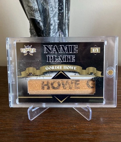 2021-22 LEAF LUMBER NAMEPLATE GAME USED GORDIE HOWE STICK 1/1 SSP RARE!