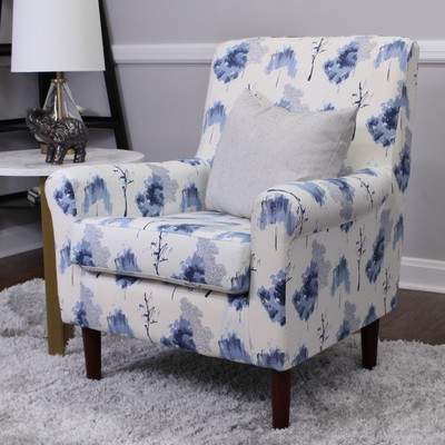 Rolled Arm Lounge Chair   Blue Accent Chair with Timeless Design for Living Room