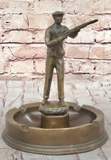Museum Quality Dressed Man Cast Ashtray Vienna 100% Real Bronze Sculpture Art