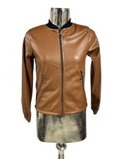 BIG PARK Jacket Size UK 8 Brown Faux Leather Womens Coat NEW EU36 RRP £39