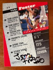 Toni Foster Signed (on back) 1998 Pinnacle WNBA #34 Phoenix Mercury