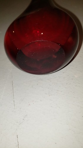 "Florero de vidrio soplado rojo rubí con gota de lágrima de 8"" base pesada, bonito, hallazgo patrimonial" - Imagen 5 de 10