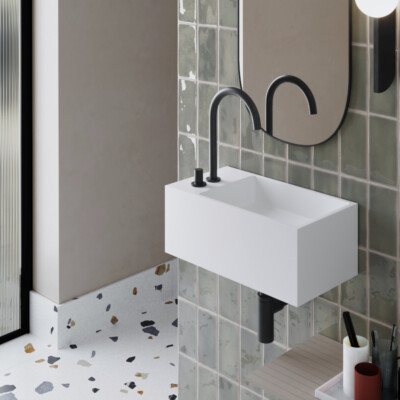 HIDROBOX GUEST 40 Waschbecken 40x22 cm Mineralguss Solid Surface Gäste WC
