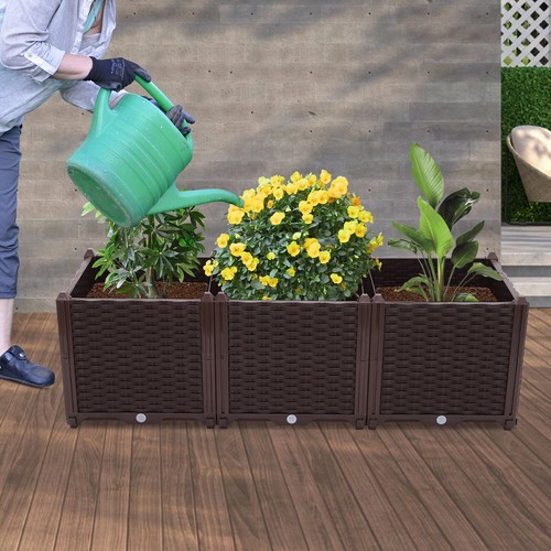 Bed Raised Garden Planter Vegetable Flower Wooden Box Pot Herb Outdoor