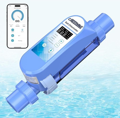 #ad Smart Salt Water Pool Chlorinator System Titanium Cell LED Panel SelfClean App $299.99