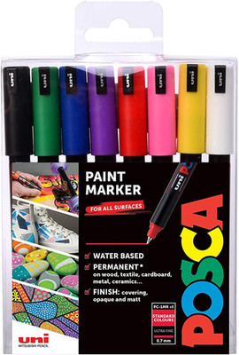 PC-1MR Ultrafeine Spitze Acrylfarbe Marker Stifte, 8 Standardfarben, für alle Sur