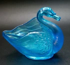 Vtg. Fenton 4" Pastel Celeste Blue Glass Open Back Salt Cellar Swan Figurine