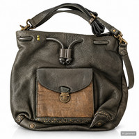 Desiderius Therese Damen Ledertasche Dark Olive Echtleder Schultertasche H2