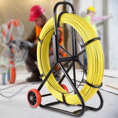 492Ft 5/16inch Fish Tape Fiberglass Reel Wire Cable Puller Duct Rodder Roll