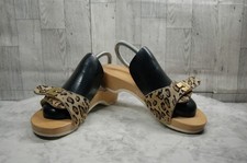 Vtg Dr. Scholl's The Original Wooden Sandals Slides Women 6M Shoes Brown Clogs