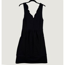Anthropologie Maeve Black Ottoman Little Black Dress Sleeveless Pockets LBD S