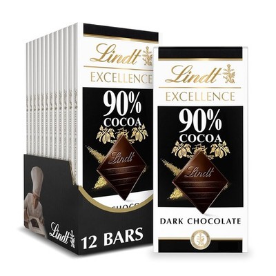 EXCELLENCE 90% Cocoa Dark Chocolate Bar, Dark Chocolate Candy, 3.5 oz. (12 Pack)