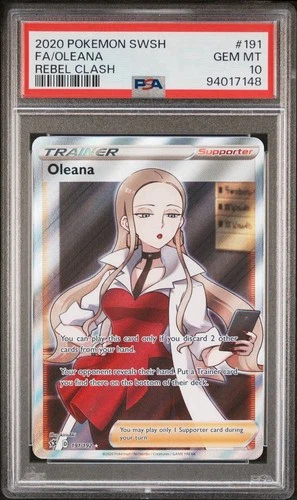 2020 POKEMON SWORD & SHIELD REBEL CLASH FULL  ART OLEANA 191/192 PSA 10