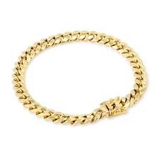 10K Yellow Gold 6.5mm Miami Cuban Link Chain Bracelet Box Clasp Mens Womens 7"