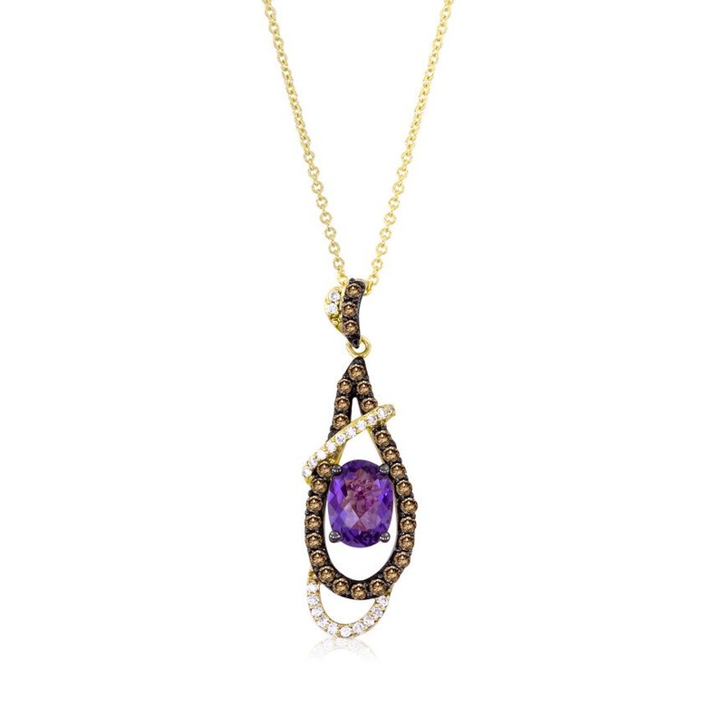 LeVian Pendant Necklace Purple Amethyst in 14K Yellow Gold 1 1/2 cts