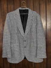 Vintage Burberrys Houndstooth Blazer Jacket Mens Made in England Wool Tweed