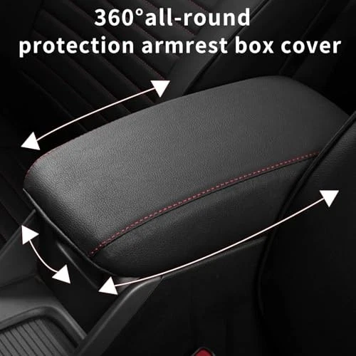Center Console Armrest Cover for Subaru Impreza 2013-2016 Black with Red Stitche Foto 3 de 4