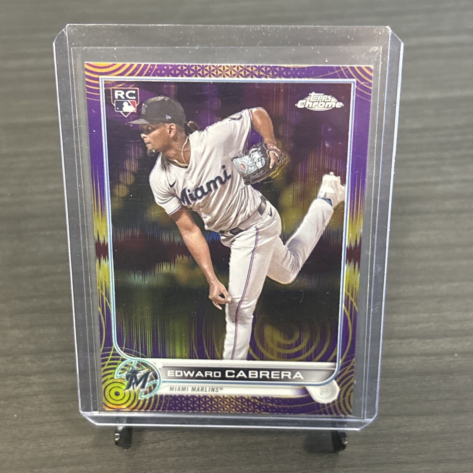 2022 Topps Chrome Sonic Edward Cabrera #64 Purple/Yellow Pulse RC /299