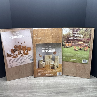 #ad #ad Lot Vintage DURACRAFT Wooden Dollhouse Mini Furniture Kits KITCHEN NURSERY PATIO $27.79