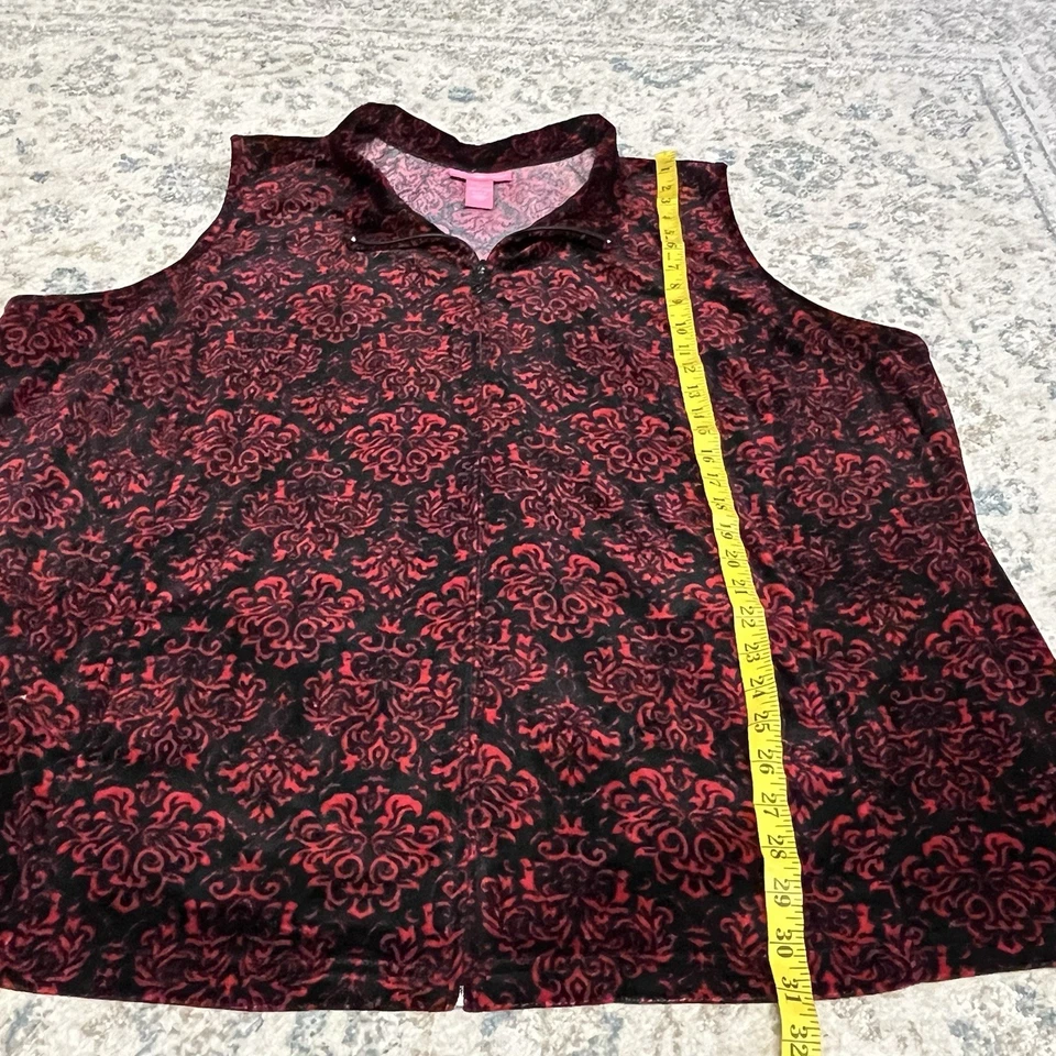 Chaleco Woman Within 3X Negro Rojo Cachemira Cremallera Completa Sin Mangas Terciopelo Vacaciones Informal Foto 3 de 4