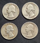 4 Pre 1964  Washington Quarters 25¢ 90% Silver Coin Under Spot/Melt Price