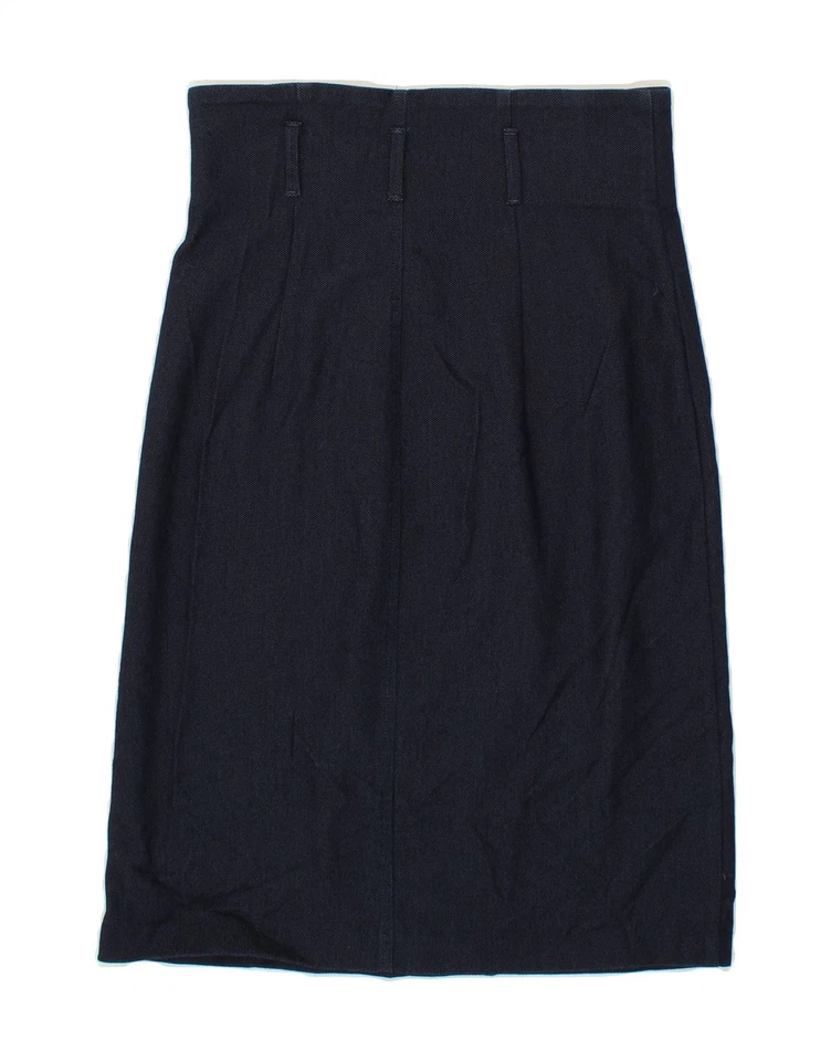 BENETTON Womens Wrap Skirt UK 12 Medium W30 Navy Blue Cotton BV05 - Image 2 of 4