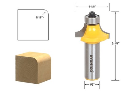 5/16'' Radius Round Over Edge Forming Router Bit - 1/2'' Shank - Yonico 13163