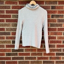Express Cool Beige Ribbed Turtleneck Pullover Sweater