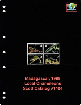 $8.75 Scott Value - 1999 MADAGASCAR Chameleons Lizards s/s scarcer CV MNH NH UMM - Image 1 of 4