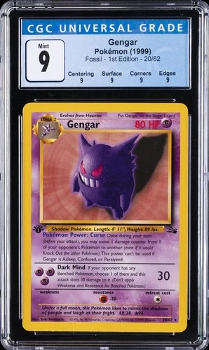 1999 POKEMON FOSSIL-1ST ED #20/62 GENGAR CGC 9
