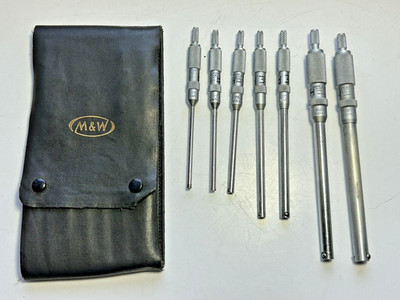 Vintage Moore & Wright Tief-/Kleinloch-Messgeräte, 7er-Set, von 1/8 bis 1/2 Zoll Durchmesser