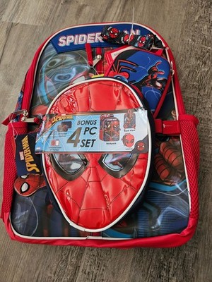 Marvel Spider-Man Kids School Backpack with Lunch Bag Case and lanyard NWT