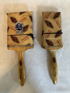 Vintage Pair Linzer Paint Brushes NOS Original Wrapper 1950s A.A.R. Railroad?
