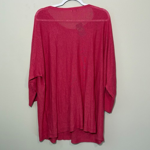 NWT J Jill Women's 3X Rosewine pink Sheer Top Tunic Lightweight Linen Blend SEE - Picture 2 of 7