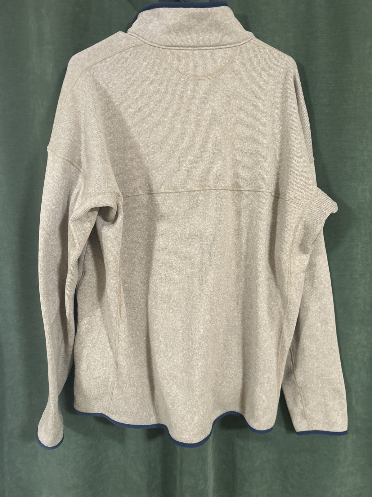 Patagonia “Synchilla Like” Snap-T fleece Pullover Men’s Size XXL Tan/Navy Knit thumbnail 6