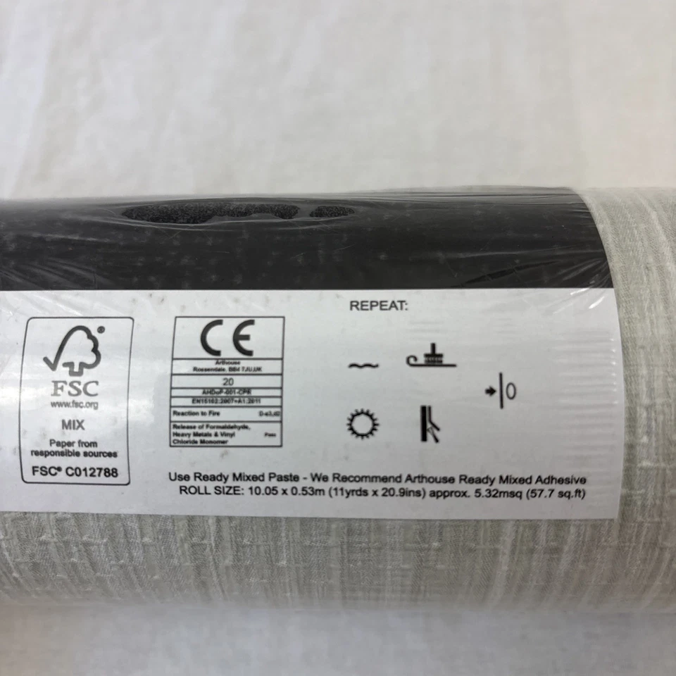 Single roll of Arthouse Raffia Silver Wallpaper Vinyl 670901 11 Yd X 20.9 Inches - Image 3 of 4